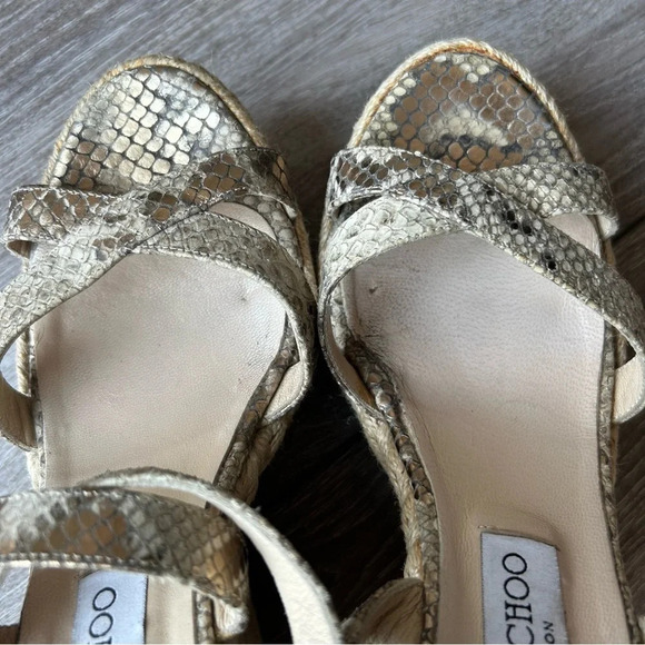 Jimmy  Choo Snakeskin Espadrilles Wedge Sandals - Picture 12 of 16